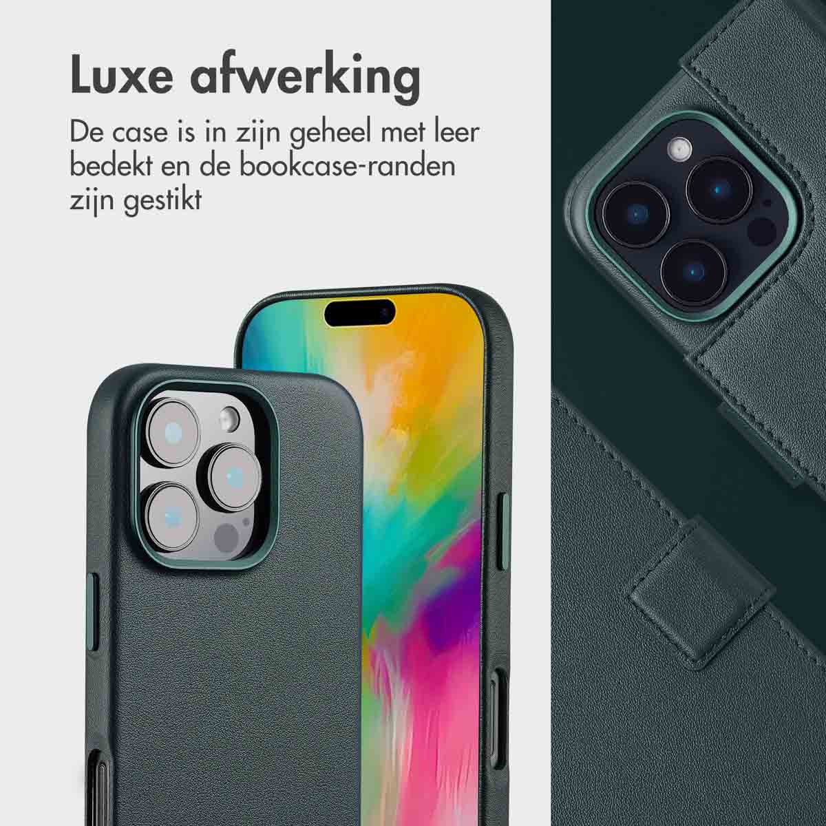 Accezz Leather Bookcase 2-in-1 met MagSafe Apple iPhone 16 Pro Max - Cedar Green - Afbeelding 3