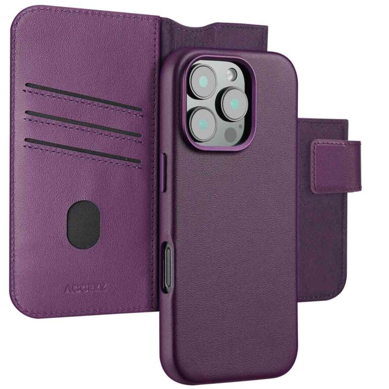 Accezz Leather Bookcase 2-in-1 met MagSafe Apple iPhone 16 Pro - Heath Purple - Afbeelding 9