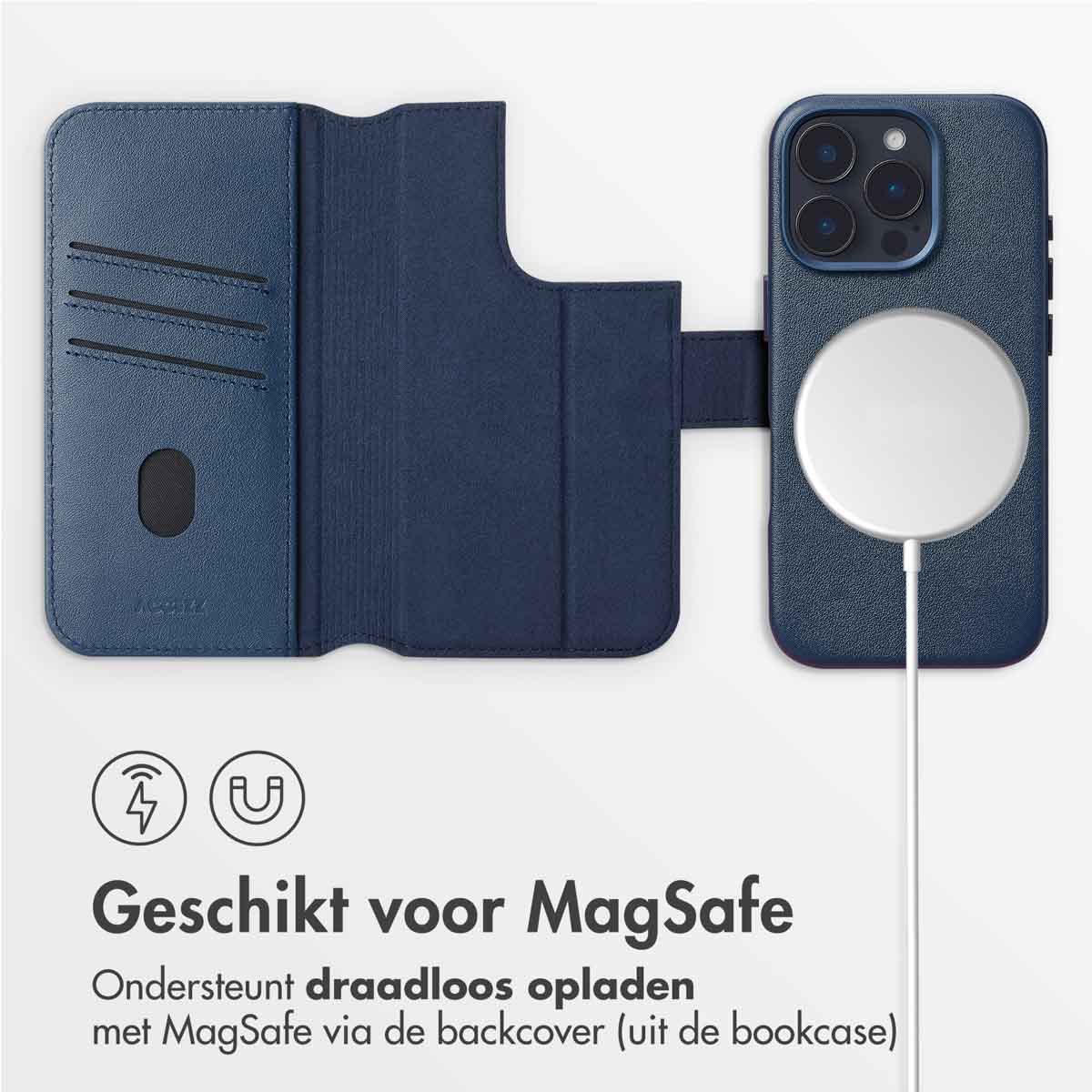 Accezz Leather Bookcase 2-in-1 met MagSafe Apple iPhone 16 Pro - Nightfall Blue - Afbeelding 3