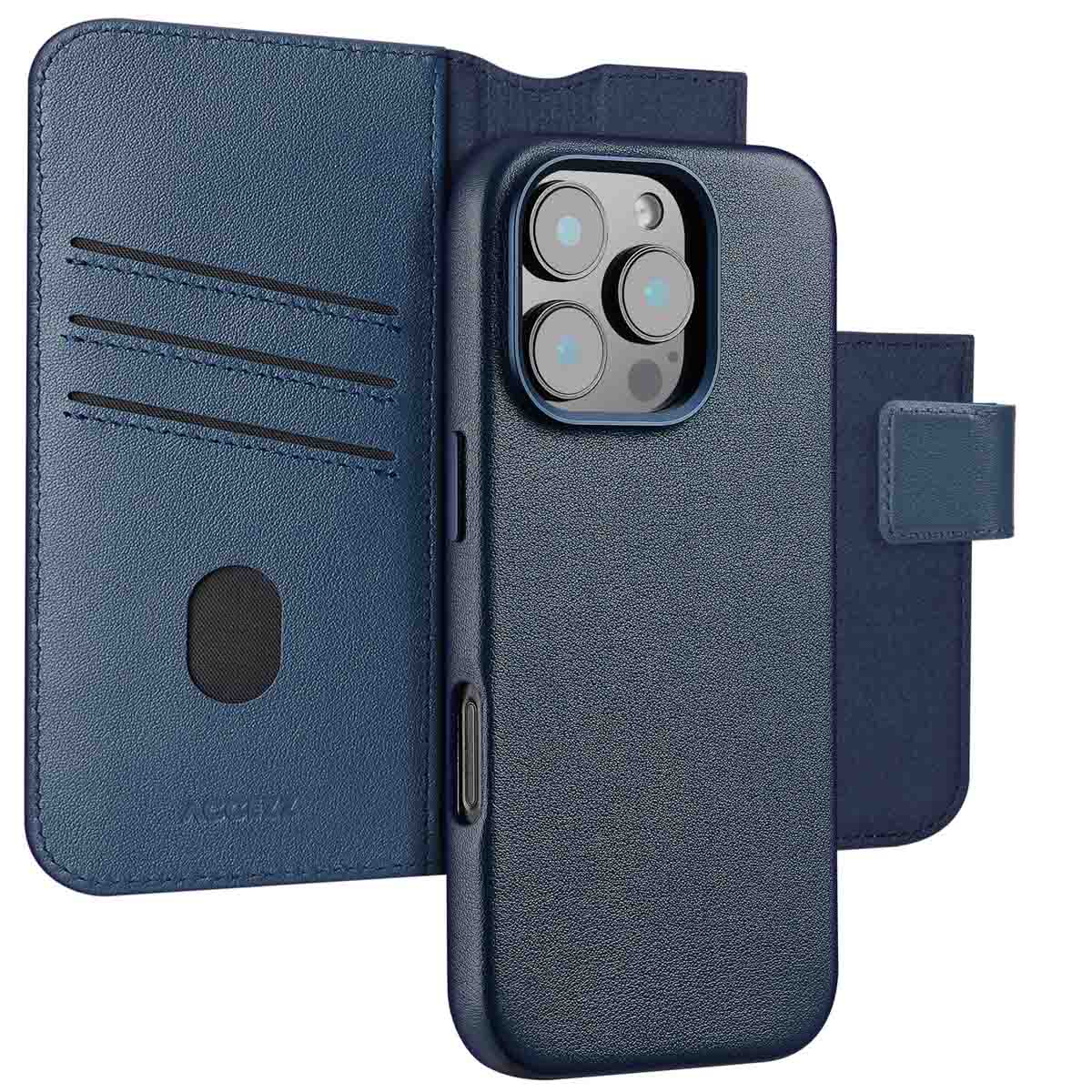 Accezz Leather Bookcase 2-in-1 met MagSafe Apple iPhone 16 Pro - Nightfall Blue - Afbeelding 6