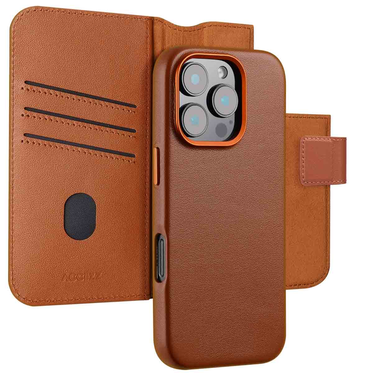 Accezz Leather Bookcase 2-in-1 met MagSafe Apple iPhone 16 Pro - Sienna Brown - Afbeelding 6