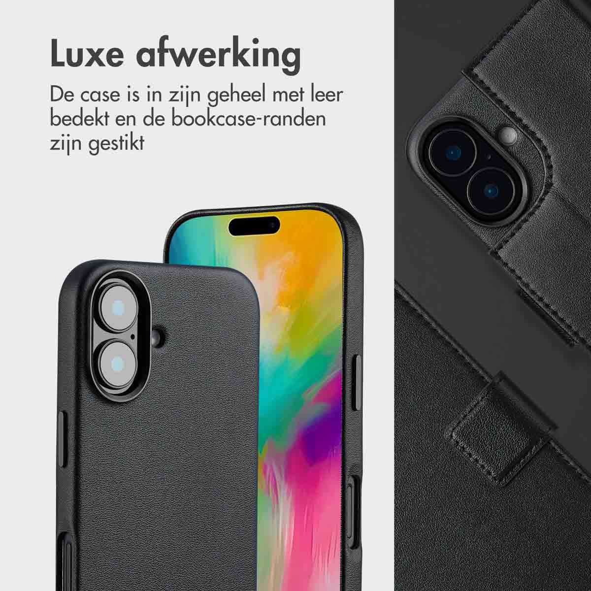 Accezz Leather Bookcase 2-in-1 met MagSafe Apple iPhone 16 - Onyx Black - Afbeelding 2