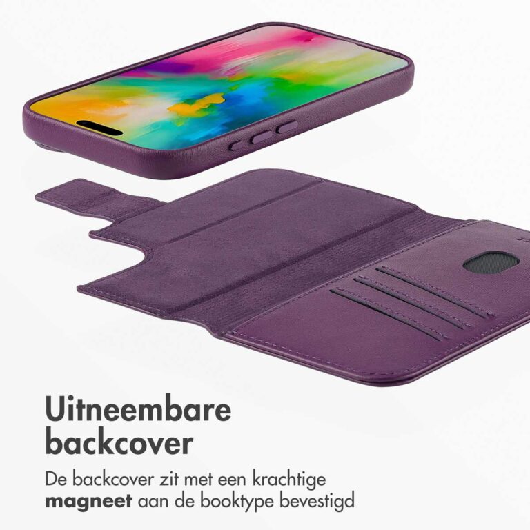 Accezz Leather Bookcase 2-in-1 met MagSafe Apple iPhone 16 - Heath Purple - Afbeelding 8