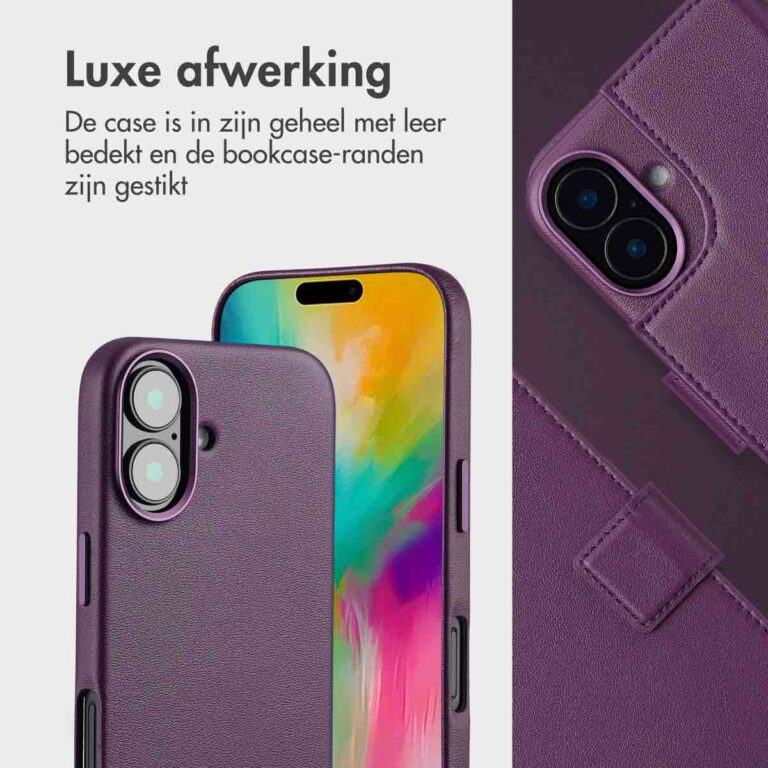 Accezz Leather Bookcase 2-in-1 met MagSafe Apple iPhone 16 - Heath Purple - Afbeelding 5