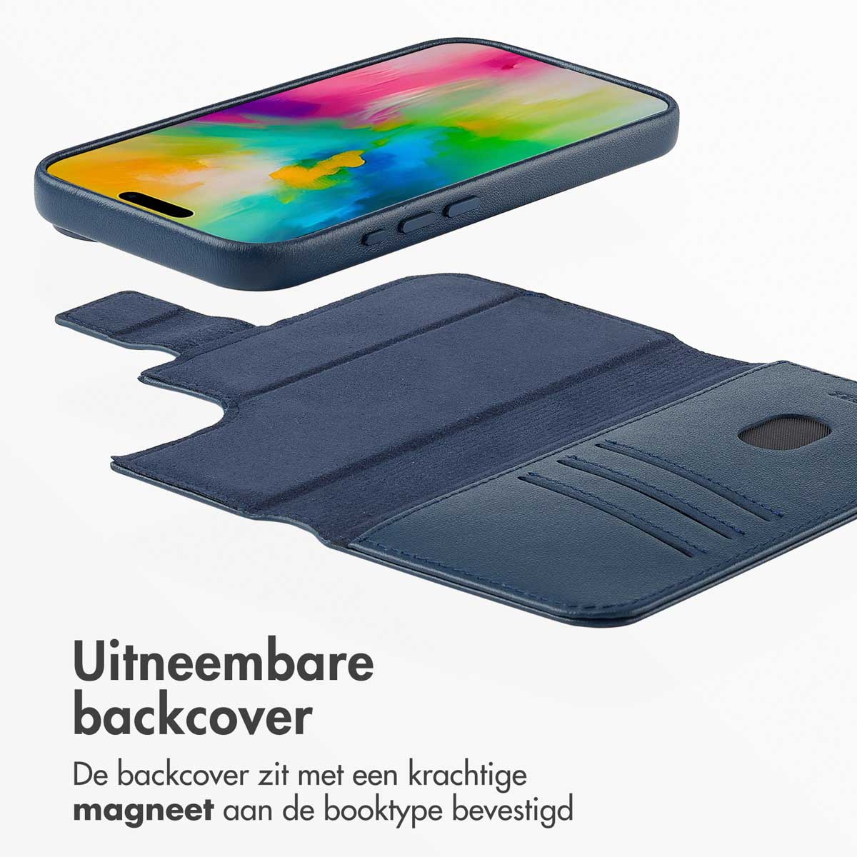 Accezz Leather Bookcase 2-in-1 met MagSafe Apple iPhone 16 - Nightfall Blue - Afbeelding 5