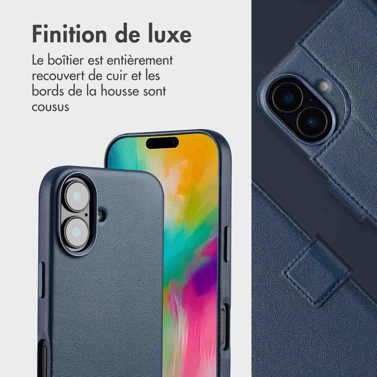 Accezz Leather Bookcase 2-in-1 met MagSafe Apple iPhone 16 - Nightfall Blue - Afbeelding 8