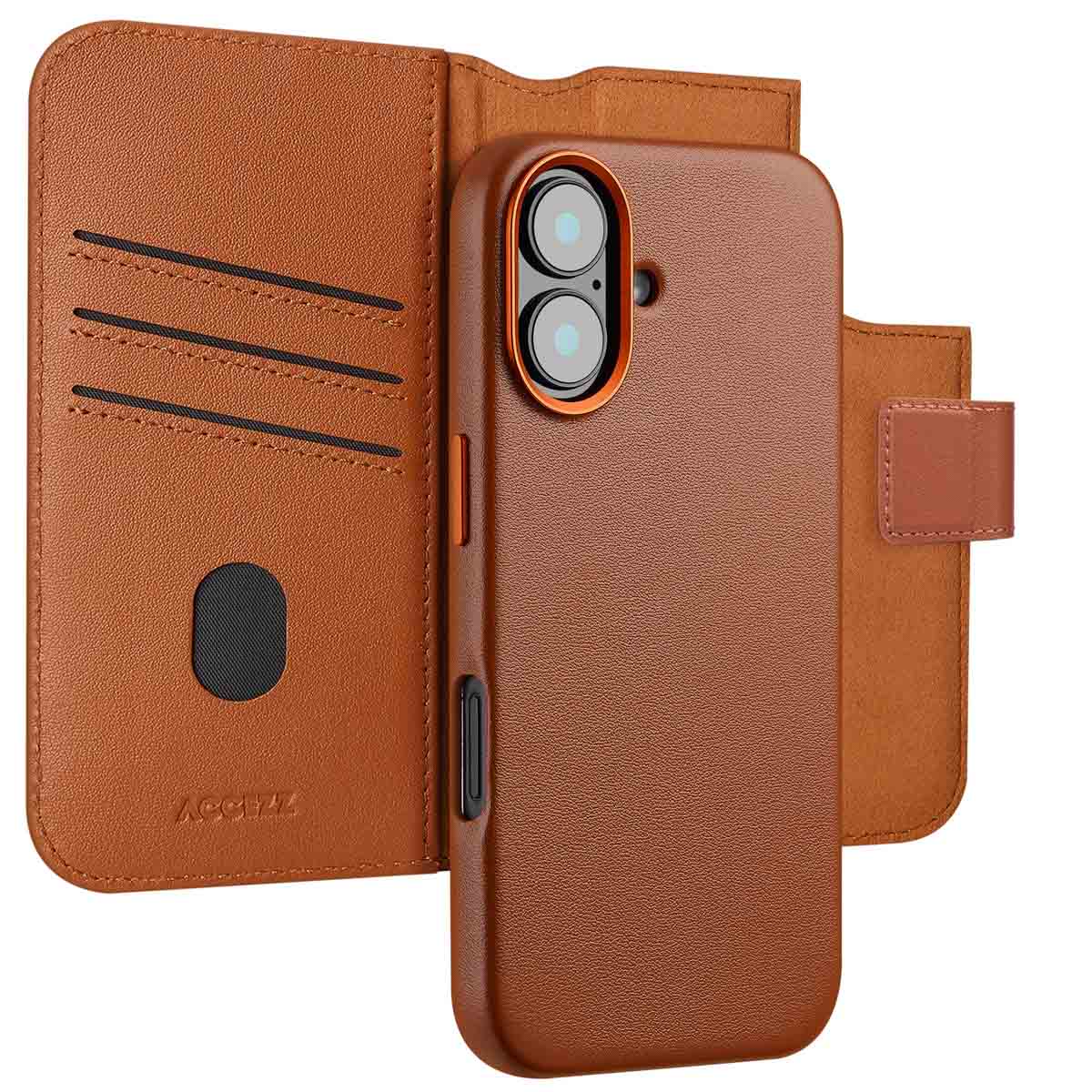Accezz Leather Bookcase 2-in-1 met MagSafe Apple iPhone 16 - Sienna Brown - Afbeelding 6