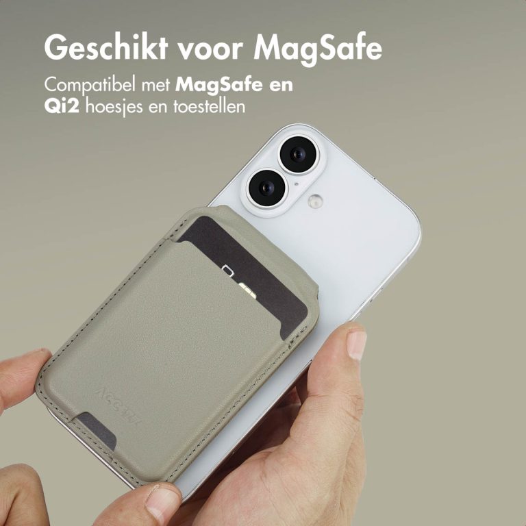 Accezz Leren Wallet met standaard voor MagSafe - Light Grey - Afbeelding 4