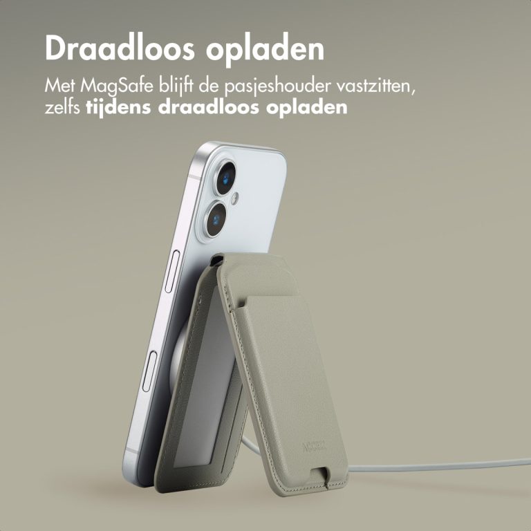 Accezz Leren Wallet met standaard voor MagSafe - Light Grey - Afbeelding 6