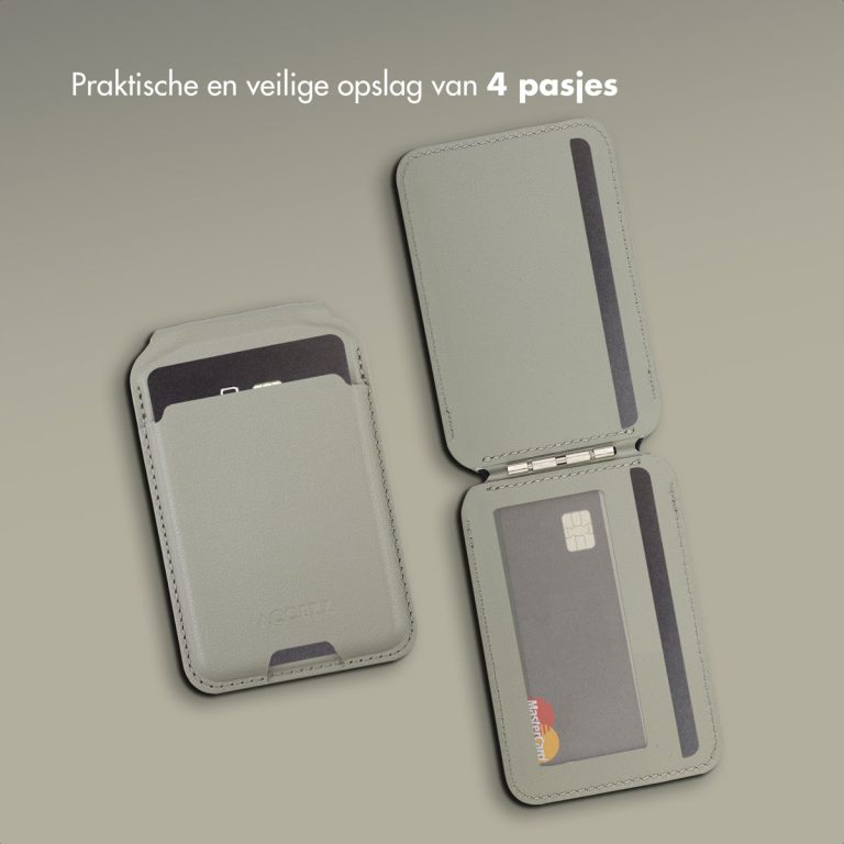 Accezz Leren Wallet met standaard voor MagSafe - Light Grey - Afbeelding 8