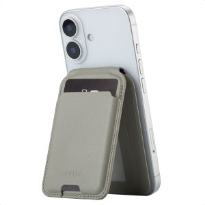Accezz Leren Wallet met standaard - Geschikt voor MagSafe en Qi2 - Light Grey