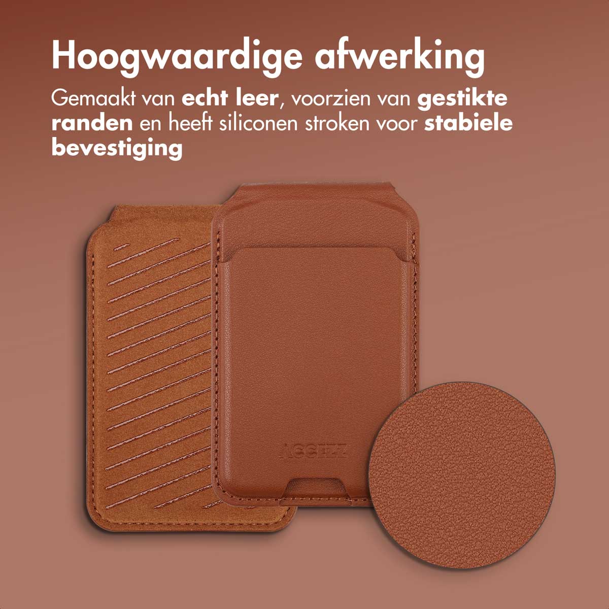 Accezz Leren Wallet met standaard - Geschikt voor MagSafe en Qi2 - Sienna Brown - Afbeelding 5
