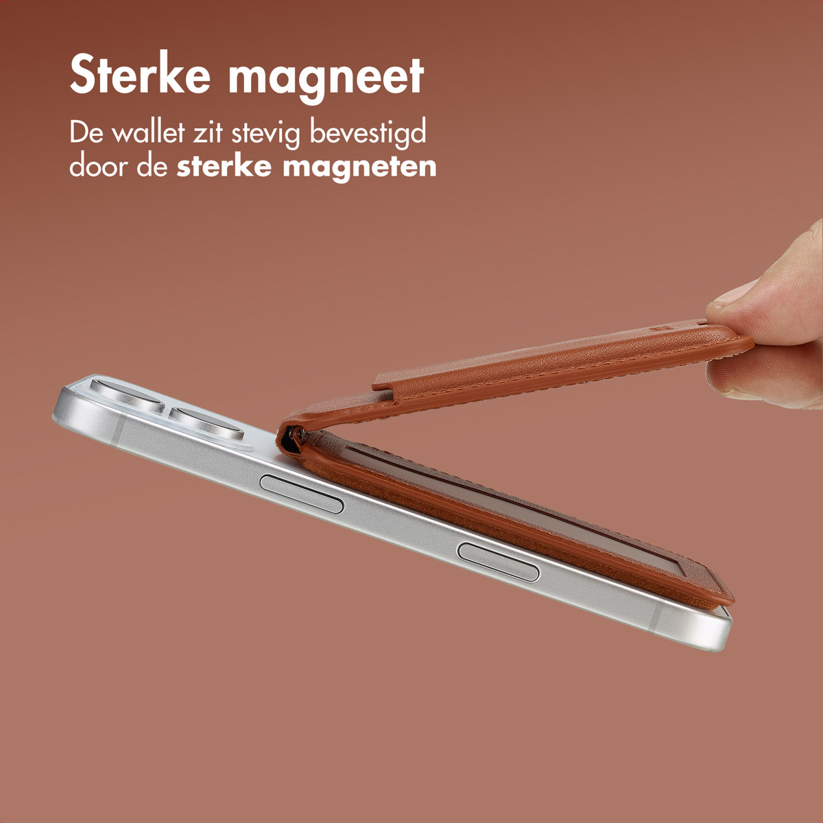 Accezz Leren Wallet met standaard - Geschikt voor MagSafe en Qi2 - Sienna Brown - Afbeelding 9