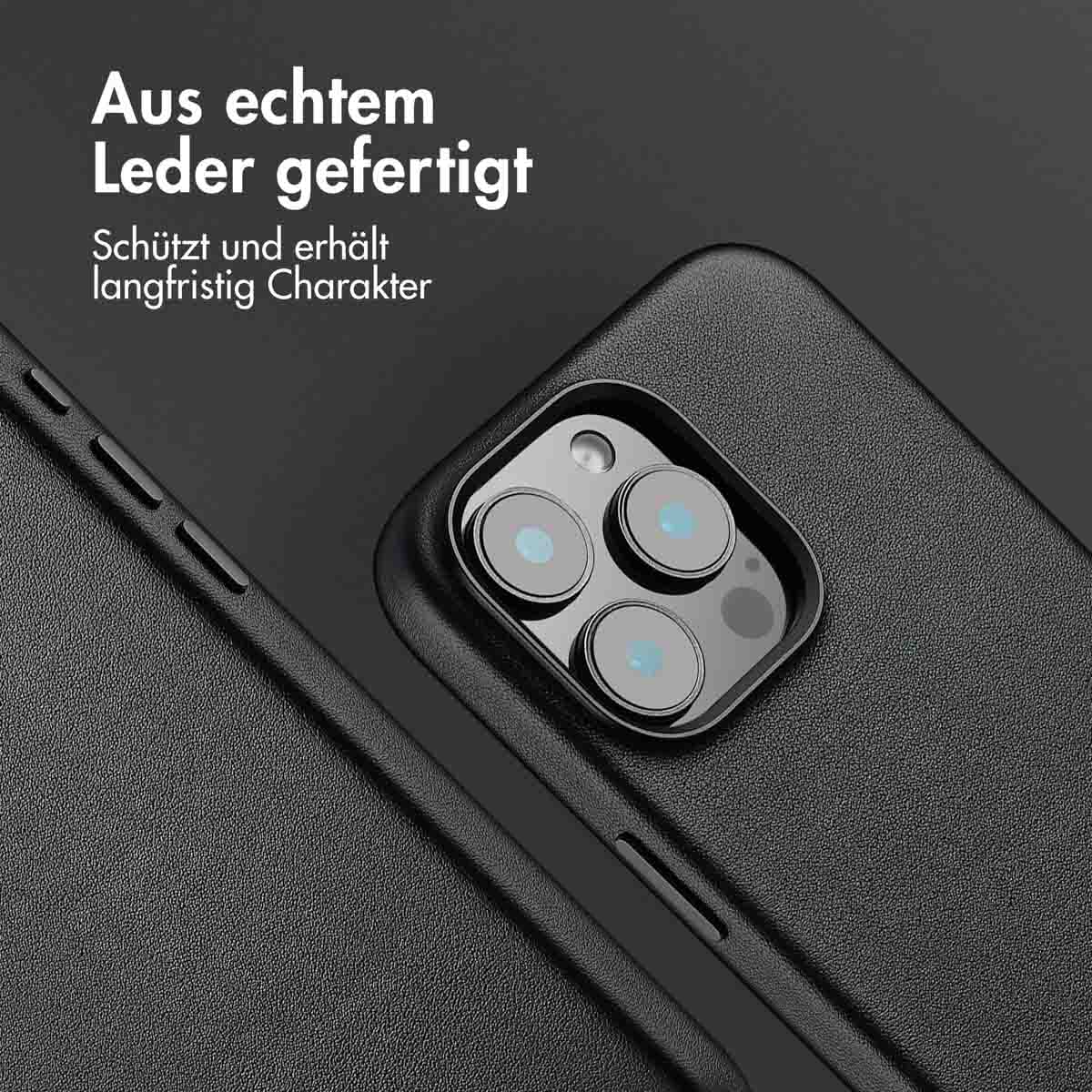 Accezz MagSafe Leather Backcover Apple iPhone 16 Pro Max - Onyx Black - Afbeelding 5