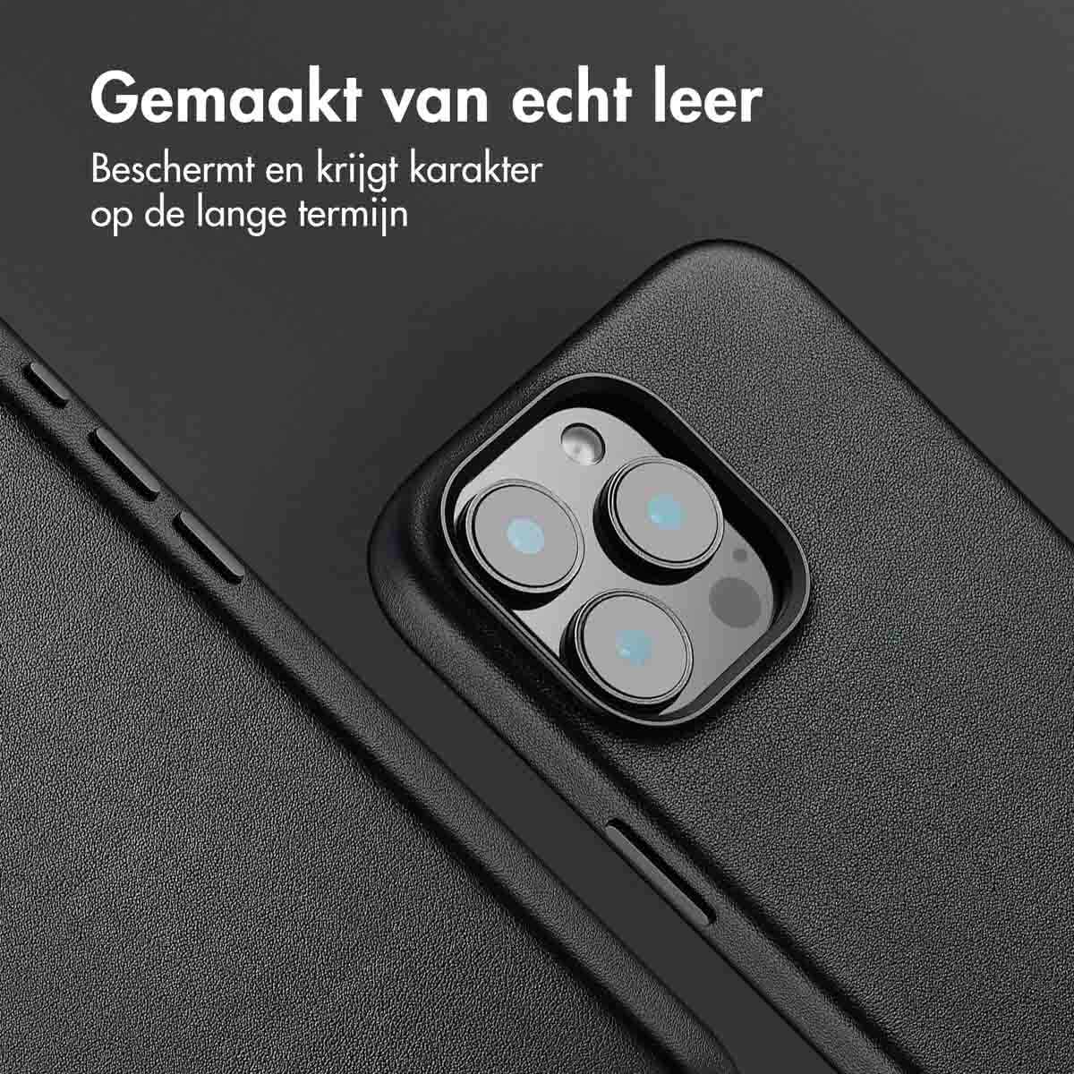 Accezz MagSafe Leather Backcover Apple iPhone 16 Pro Max - Onyx Black - Afbeelding 4