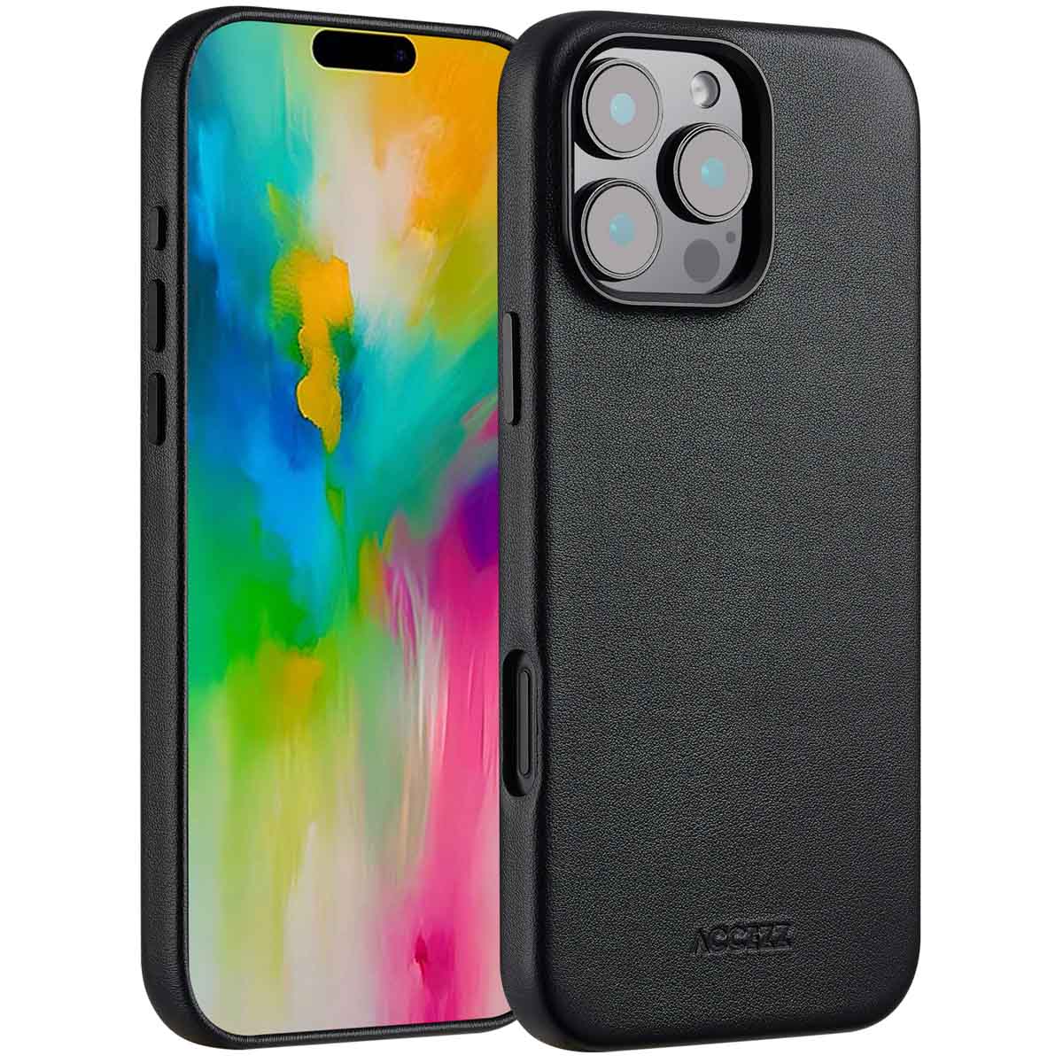 Accezz MagSafe Leather Backcover Apple iPhone 16 Pro Max – Onyx Black