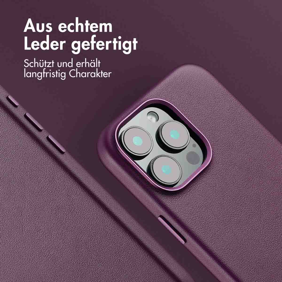 Accezz MagSafe Leather Backcover Apple iPhone 16 Pro Max - Heath Purple - Afbeelding 6