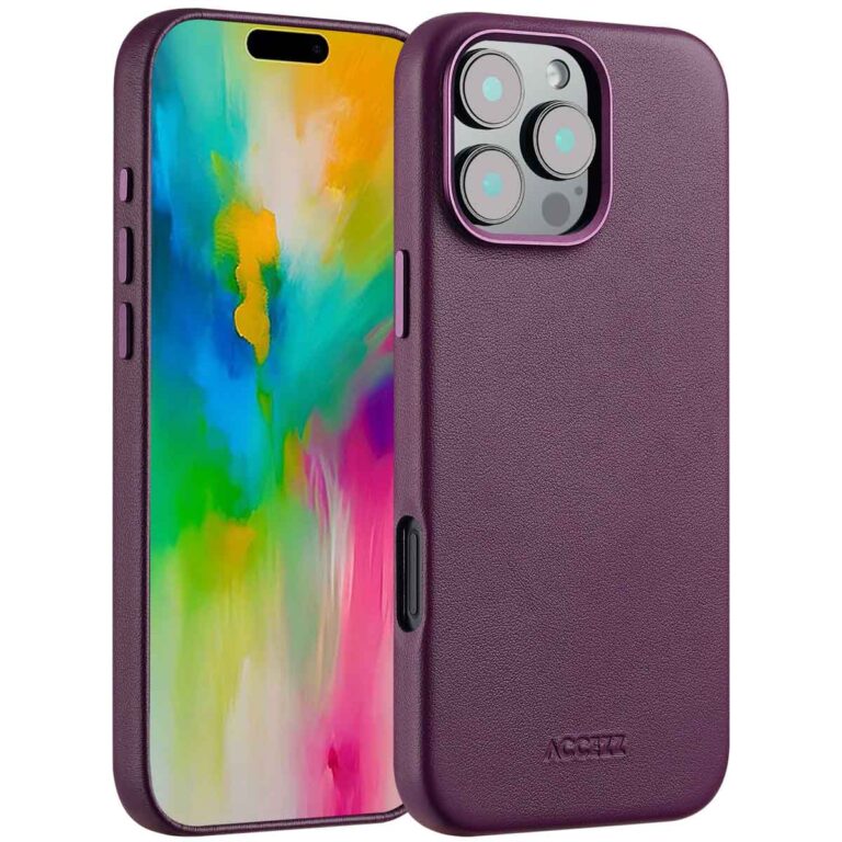 Accezz MagSafe Leather Backcover Apple iPhone 16 Pro Max - Heath Purple - Afbeelding 10