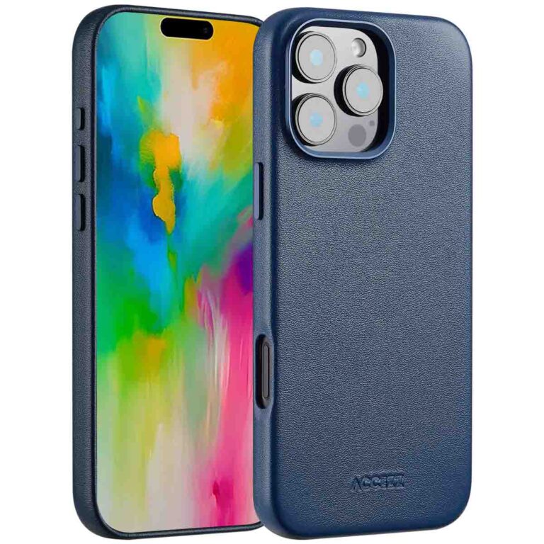 Accezz MagSafe Leather Backcover Apple iPhone 16 Pro Max - Nightfall Blue - Afbeelding 10