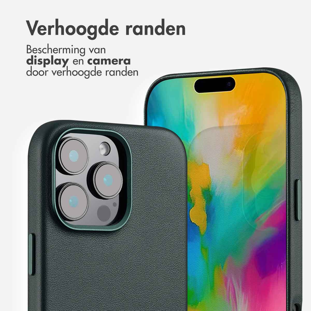 Accezz MagSafe Leather Backcover Apple iPhone 16 Pro Max - Cedar Green - Afbeelding 10