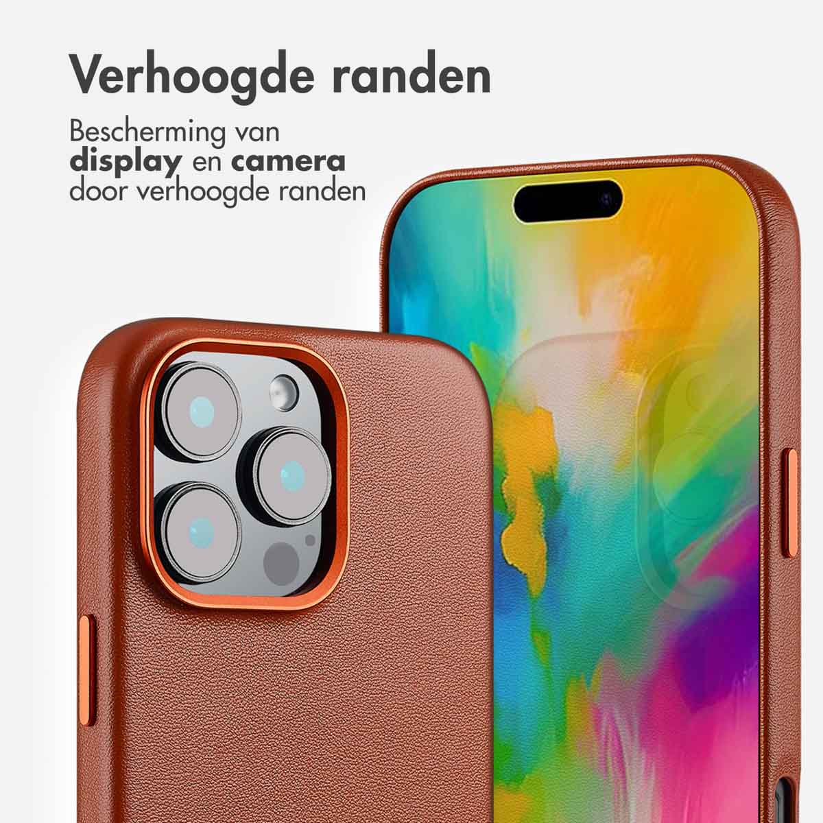 Accezz MagSafe Leather Backcover Apple iPhone 16 Pro Max - Sienna Brown - Afbeelding 10