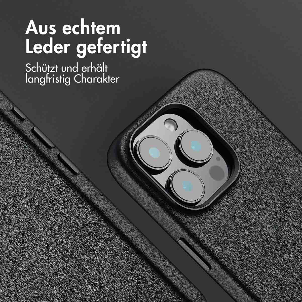 Accezz MagSafe Leather Backcover Apple iPhone 16 Pro - Onyx Black - Afbeelding 5