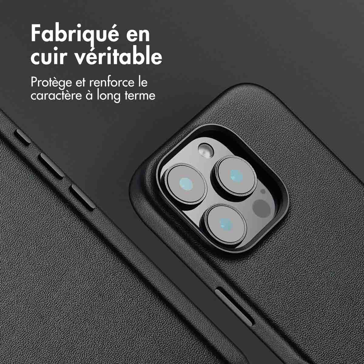 Accezz MagSafe Leather Backcover Apple iPhone 16 Pro - Onyx Black - Afbeelding 3