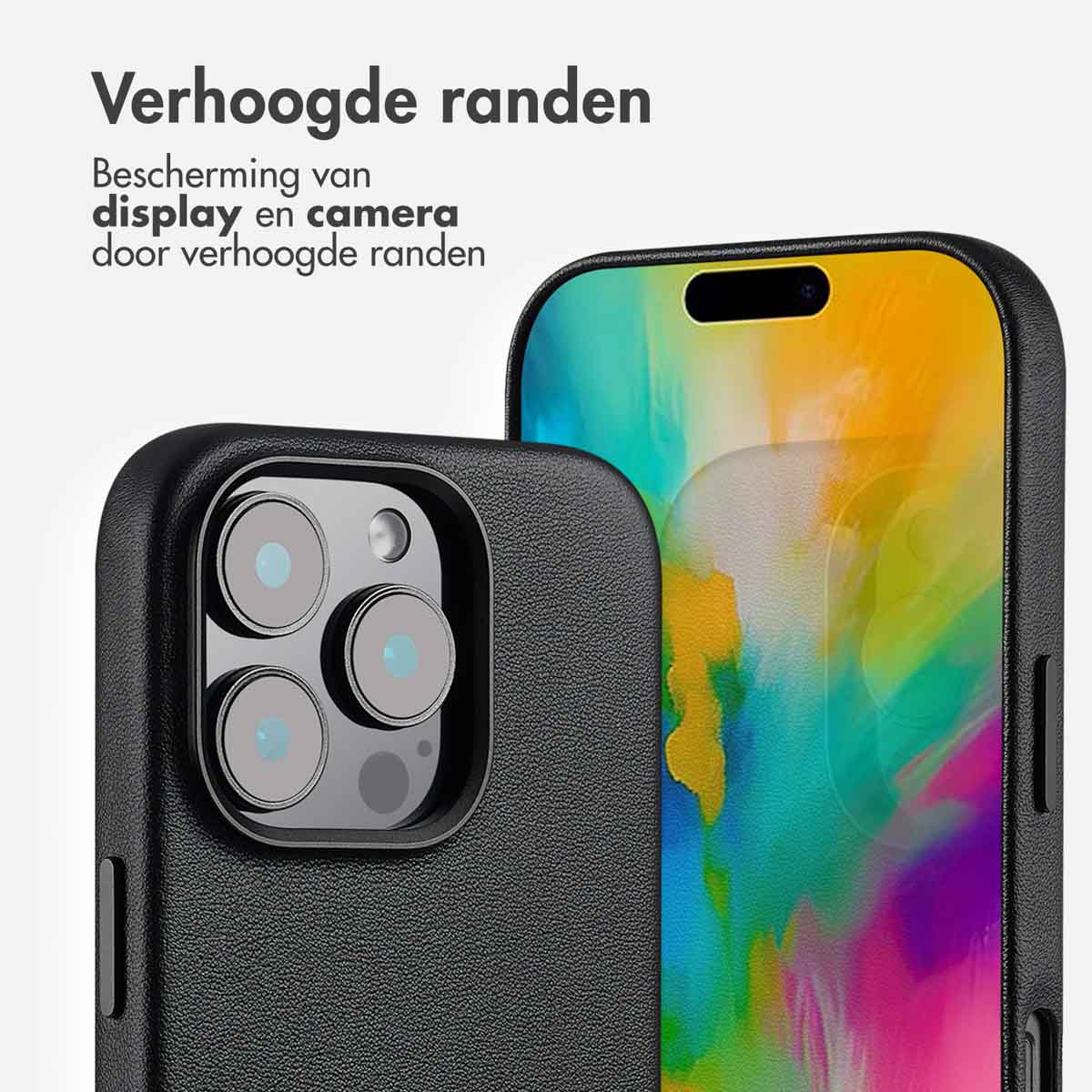 Accezz MagSafe Leather Backcover Apple iPhone 16 Pro - Onyx Black - Afbeelding 9