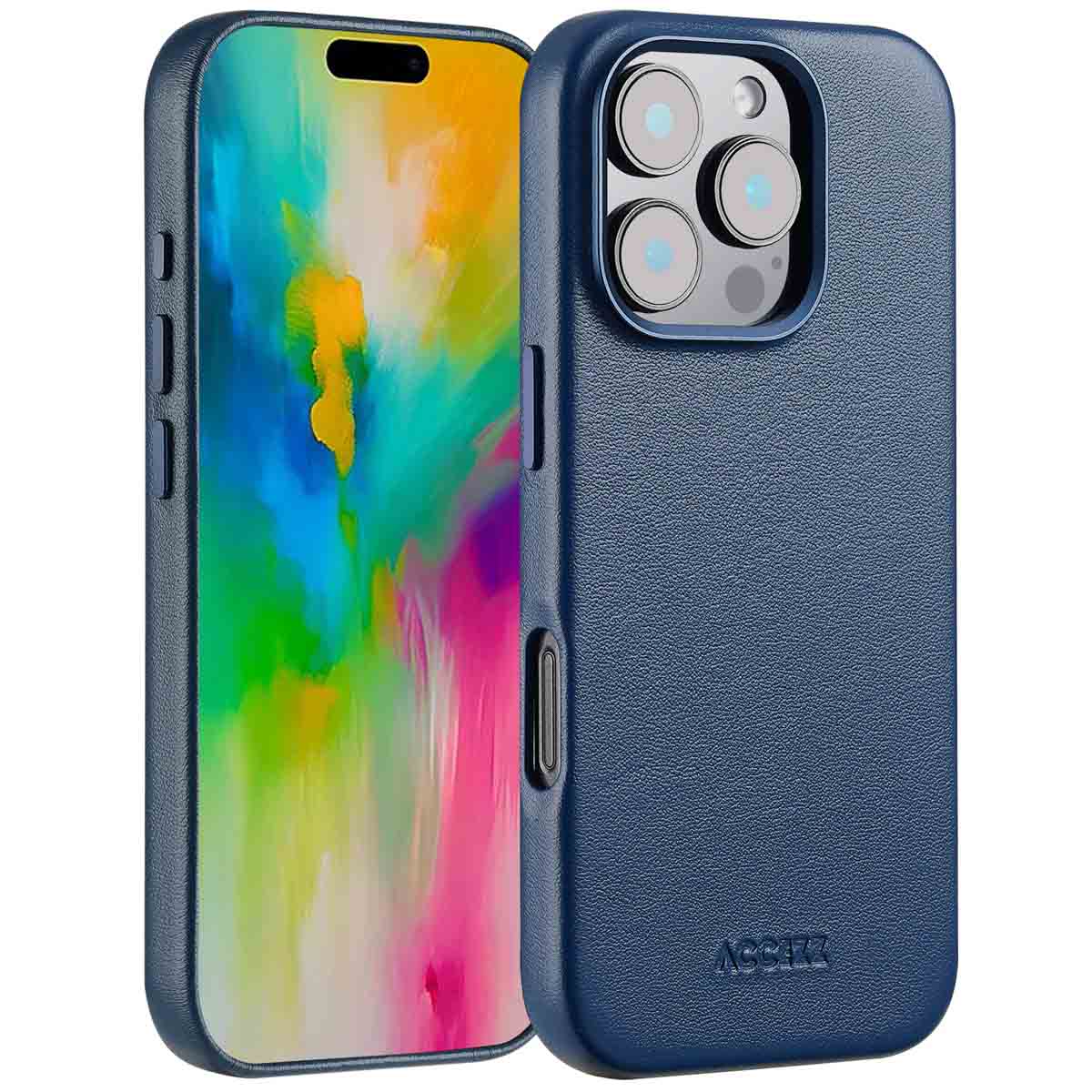 Accezz MagSafe Leather Backcover Apple iPhone 16 Pro – Nightfall Blue