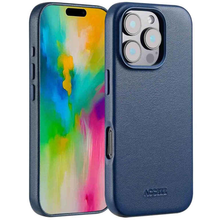 Accezz MagSafe Leather Backcover Apple iPhone 16 Pro - Nightfall Blue - Afbeelding 10