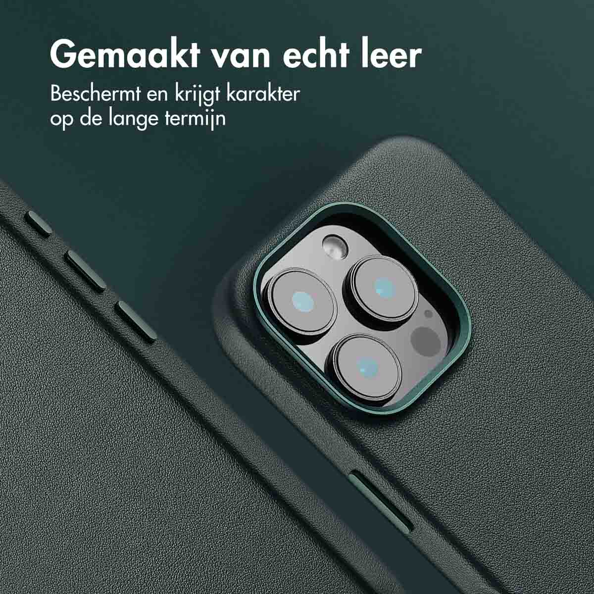 Accezz MagSafe Leather Backcover Apple iPhone 16 Pro - Cedar Green - Afbeelding 4