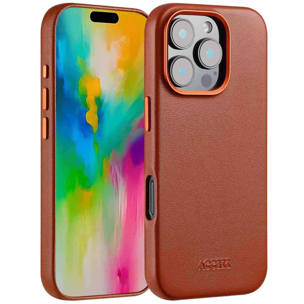 Accezz MagSafe Leather Backcover Apple iPhone 16 Pro – Sienna Brown