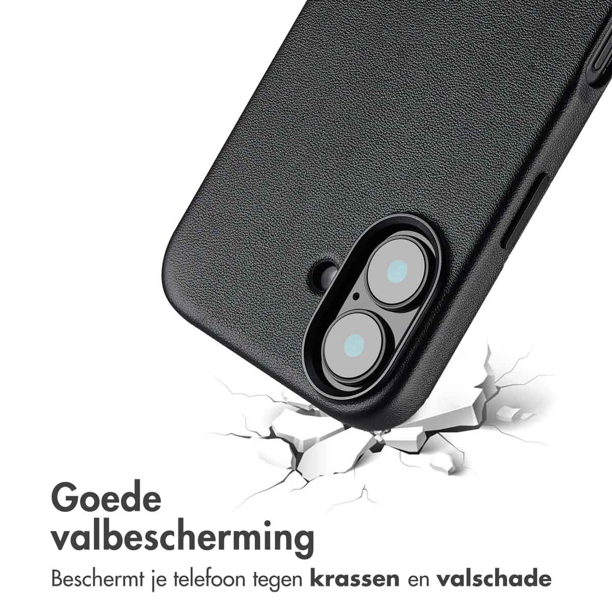Accezz MagSafe Leather Backcover Apple iPhone 16 - Onyx Black - Afbeelding 7