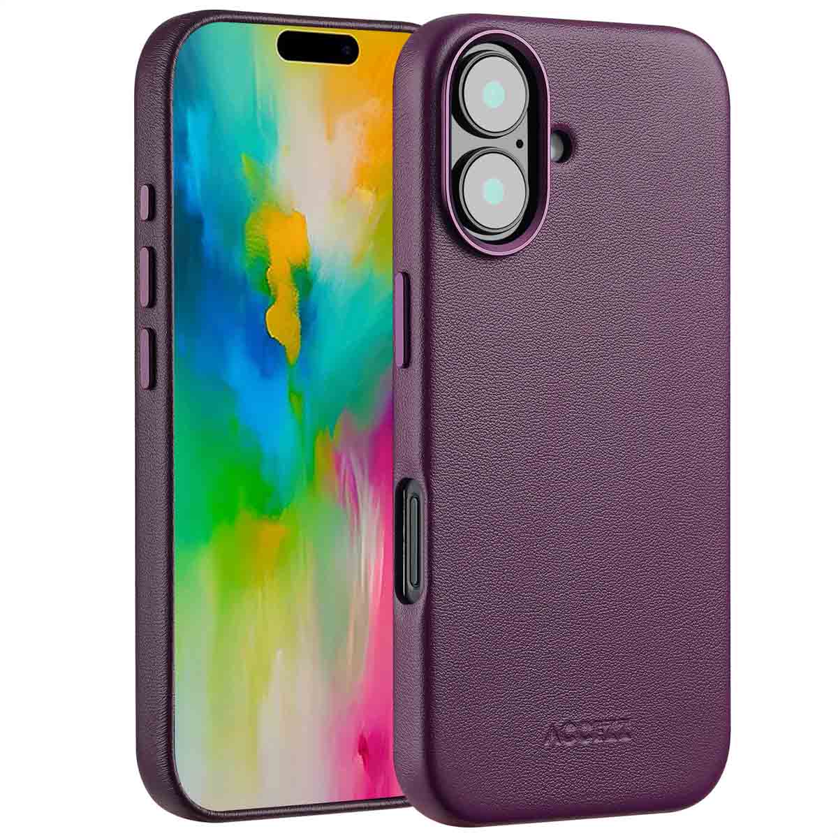 Accezz MagSafe Leather Backcover Apple iPhone 16 – Heath Purple