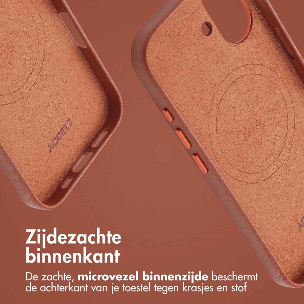 Accezz MagSafe Leather Backcover Apple iPhone 16 - Sienna Brown - Afbeelding 8