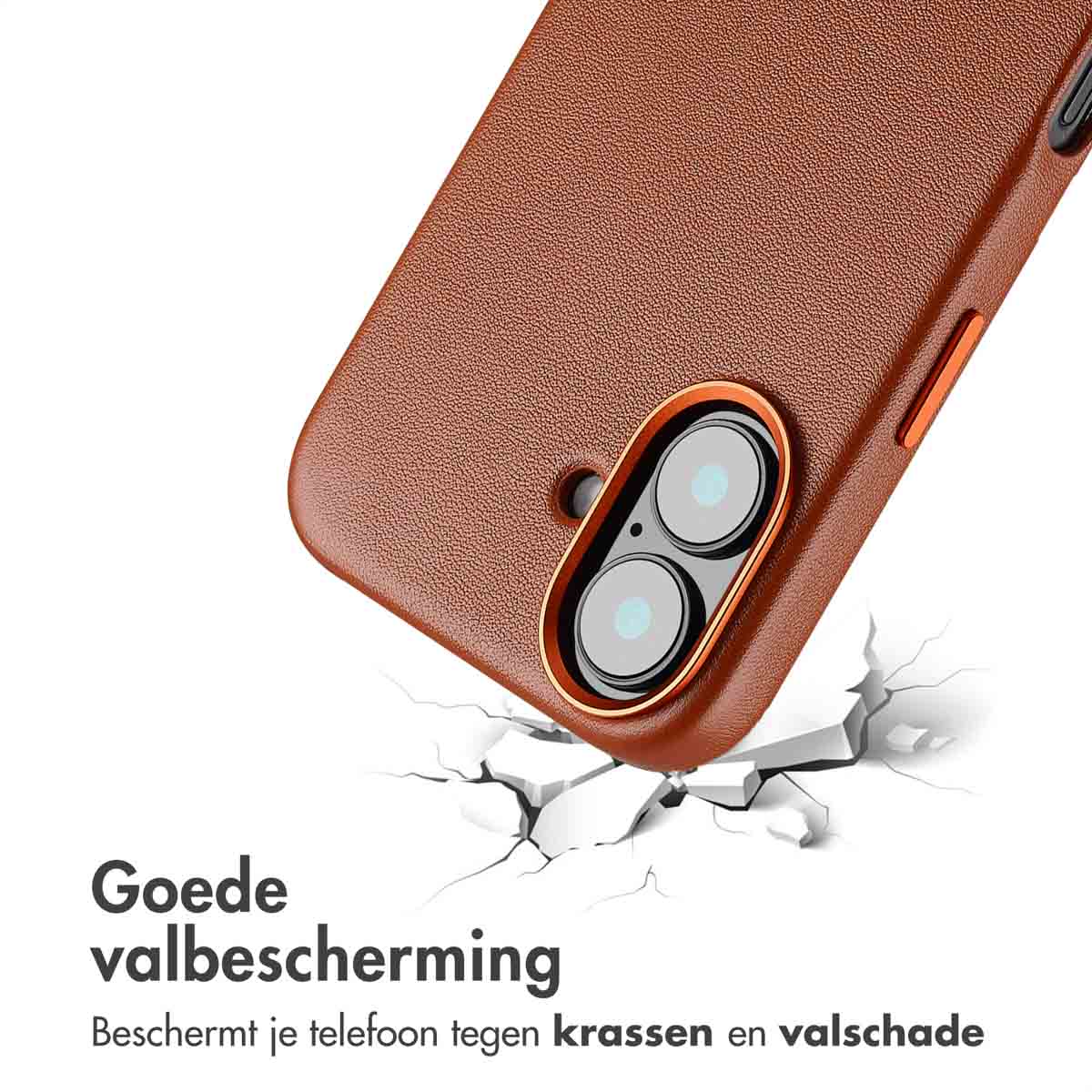 Accezz MagSafe Leather Backcover Apple iPhone 16 - Sienna Brown - Afbeelding 9