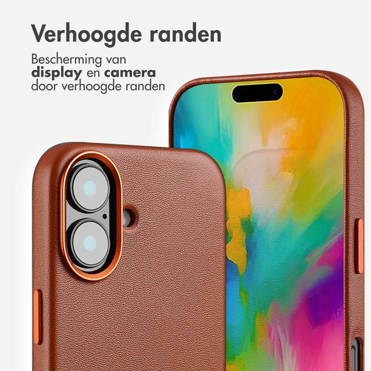 Accezz MagSafe Leather Backcover Apple iPhone 16 - Sienna Brown - Afbeelding 2