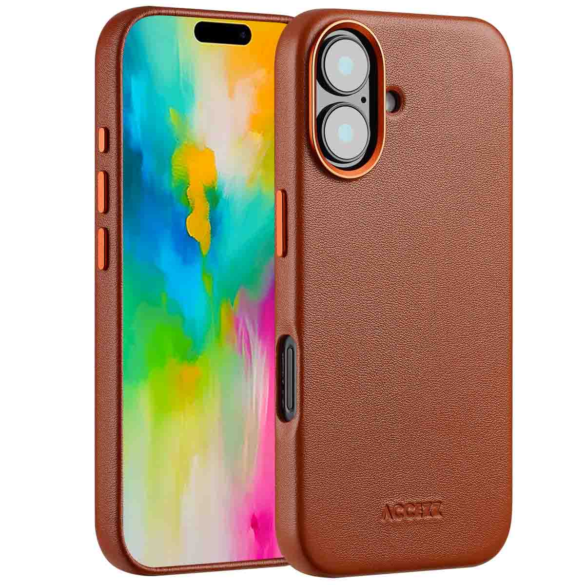 Accezz MagSafe Leather Backcover Apple iPhone 16 – Sienna Brown