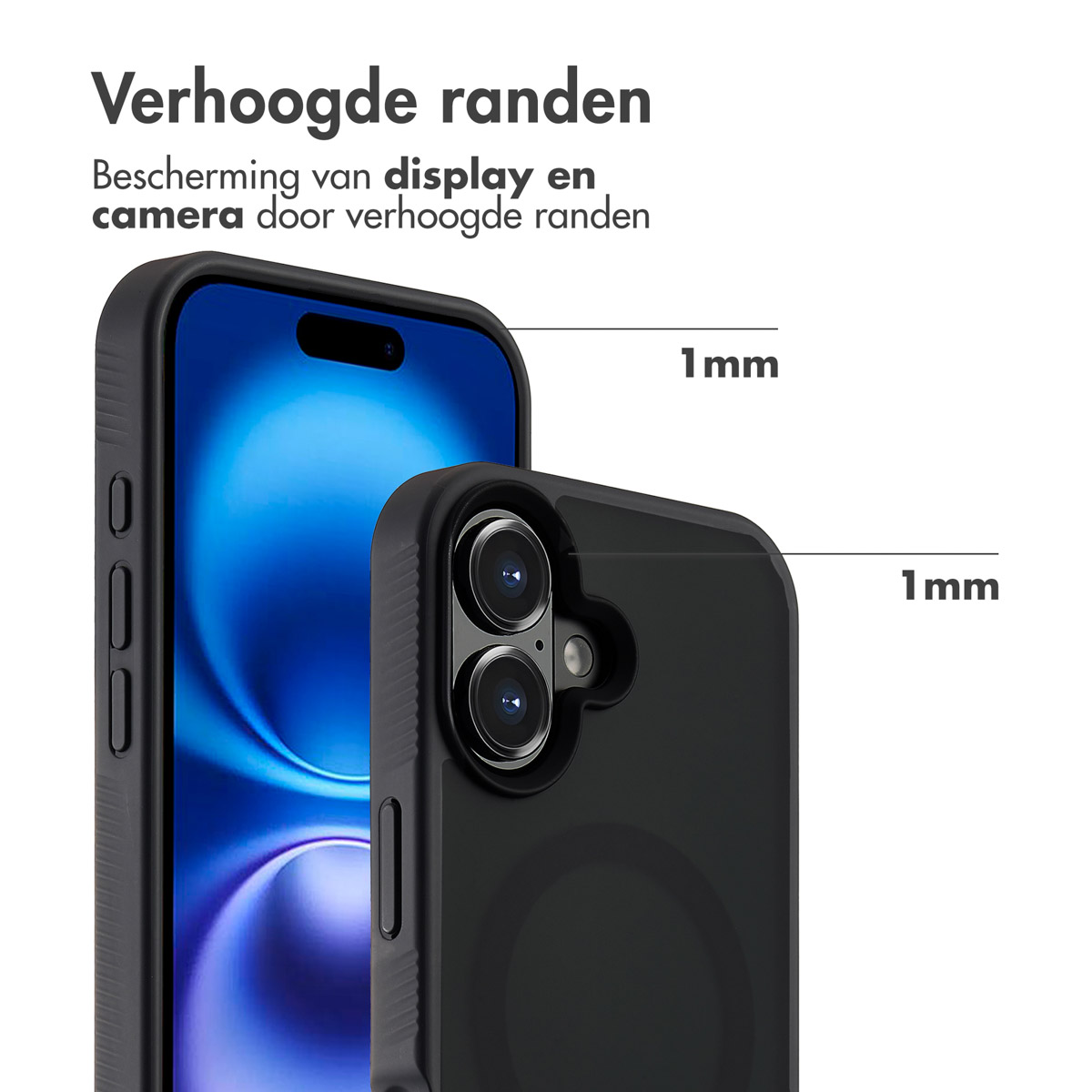 Accezz Rugged Frosted MagSafe Backcover Apple iPhone 16 - Zwart - Afbeelding 2