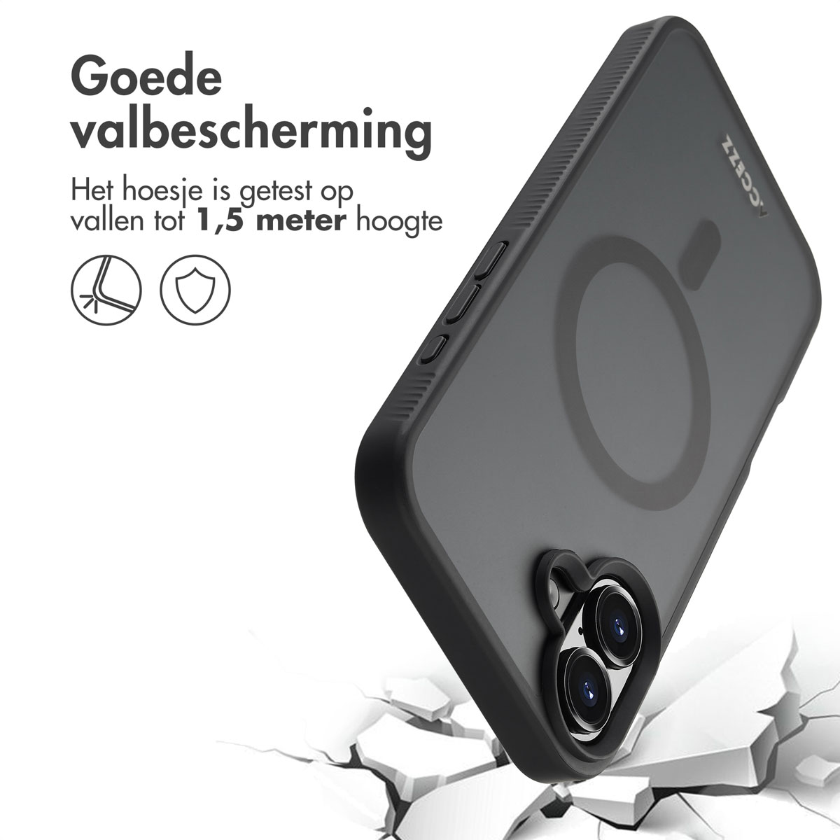 Accezz Rugged Frosted MagSafe Backcover Apple iPhone 16 Plus - Zwart - Afbeelding 5