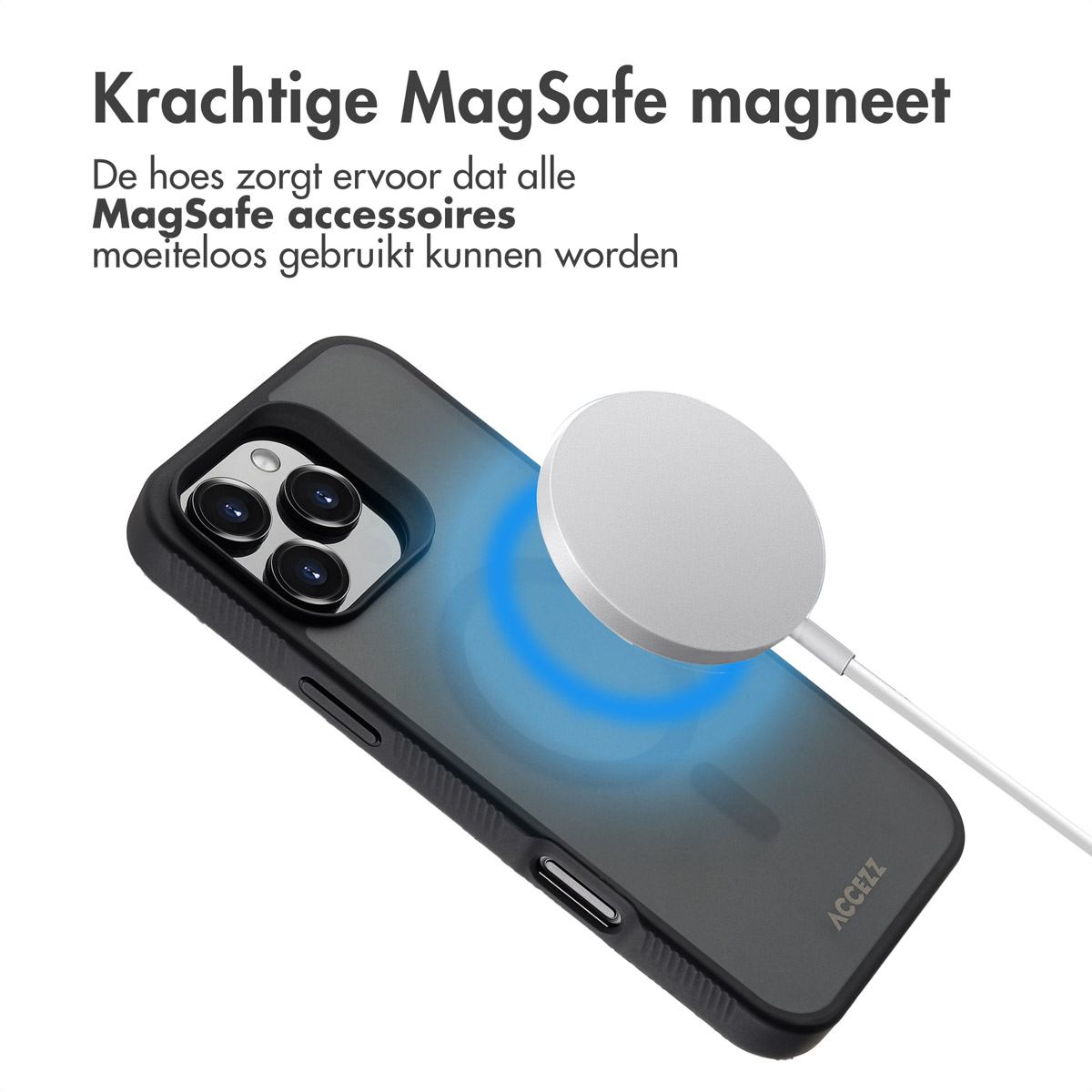Accezz Rugged Frosted MagSafe Backcover Apple iPhone 16 Pro Max - Zwart - Afbeelding 6