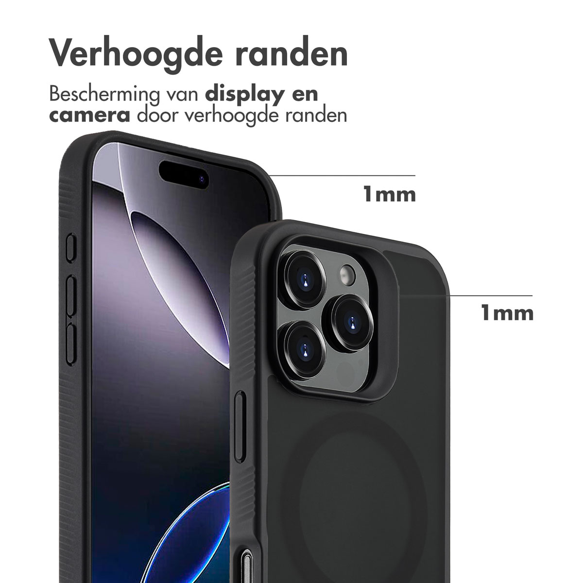 Accezz Rugged Frosted MagSafe Backcover Apple iPhone 16 Pro Max - Zwart - Afbeelding 2