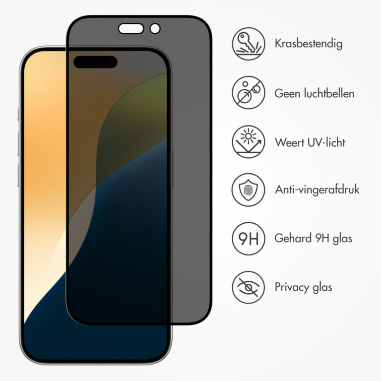 Accezz Gehard Glas Privacy Screenprotector Apple iPhone 16 Pro - Afbeelding 8