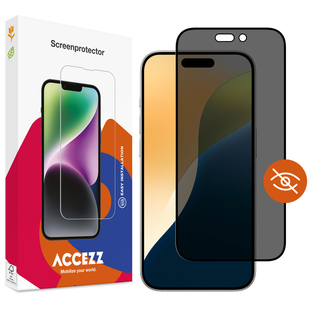 Accezz Gehard Glas Privacy Screenprotector Apple iPhone 17 / 17 Pro / 16 Pro - Afbeelding 2
