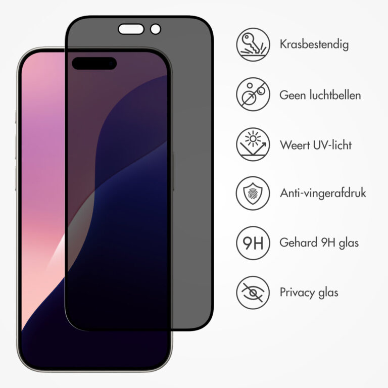 Accezz Gehard Glas Privacy Screenprotector Apple iPhone 16 Pro Max - Afbeelding 8