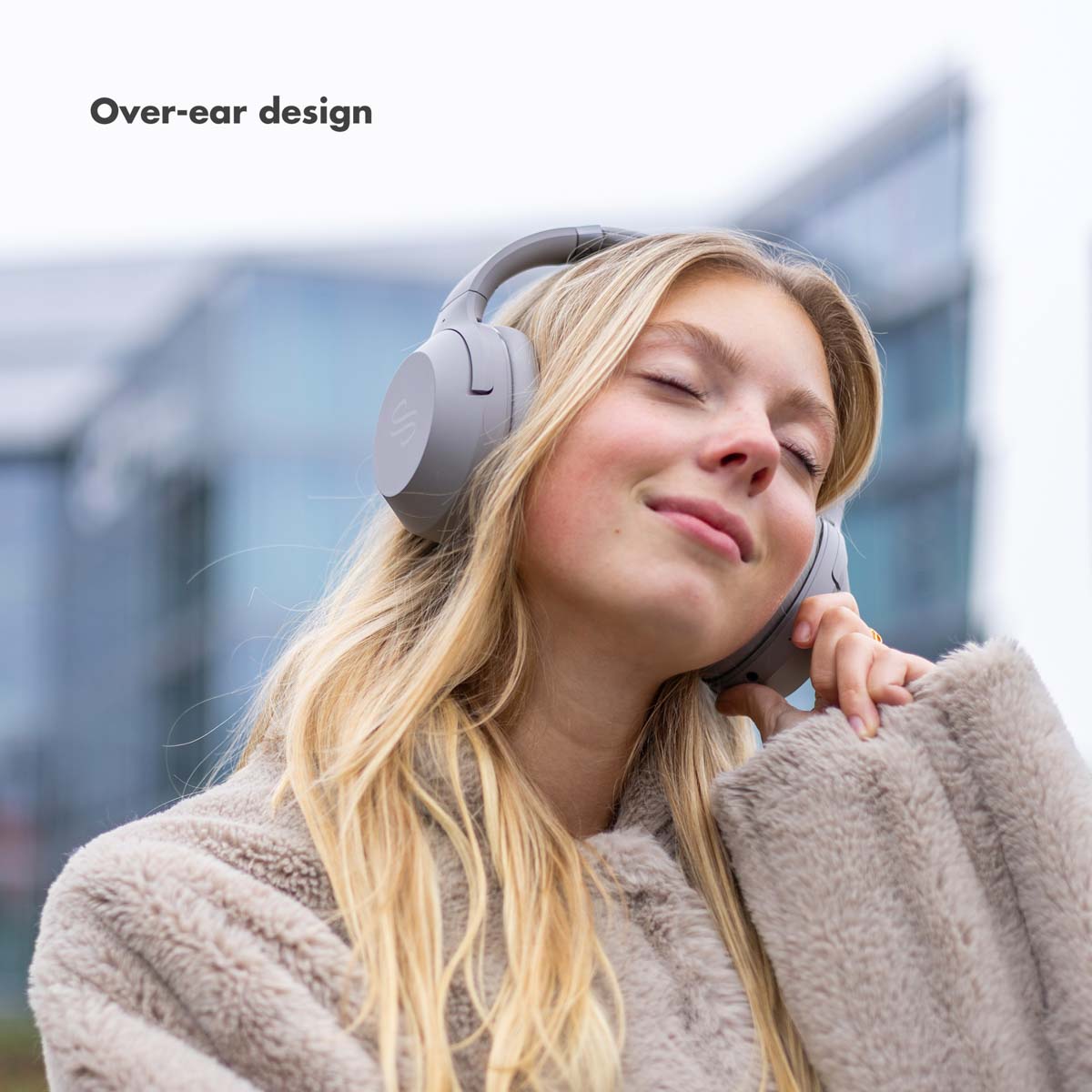 Selencia Urban Play Draadloze Koptelefoon - Active Noise Cancelling (ANC) - Met Opbergcase - Cosy Grey - Afbeelding 7