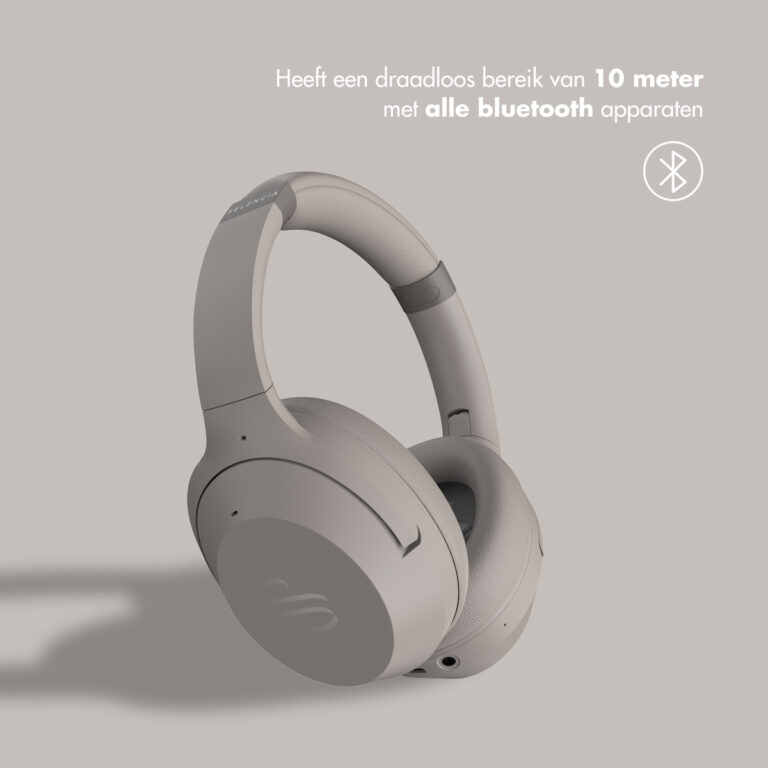 Selencia Urban Play Draadloze Koptelefoon - Active Noise Cancelling (ANC) - Met Opbergcase - Cosy Grey - Afbeelding 8