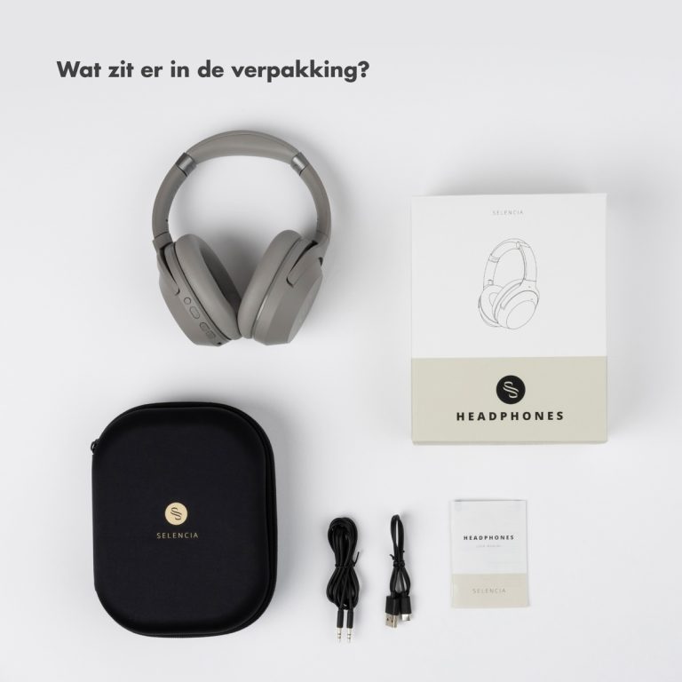 Selencia Urban Play Draadloze Koptelefoon - Active Noise Cancelling (ANC) - Met Opbergcase - Cosy Grey - Afbeelding 5