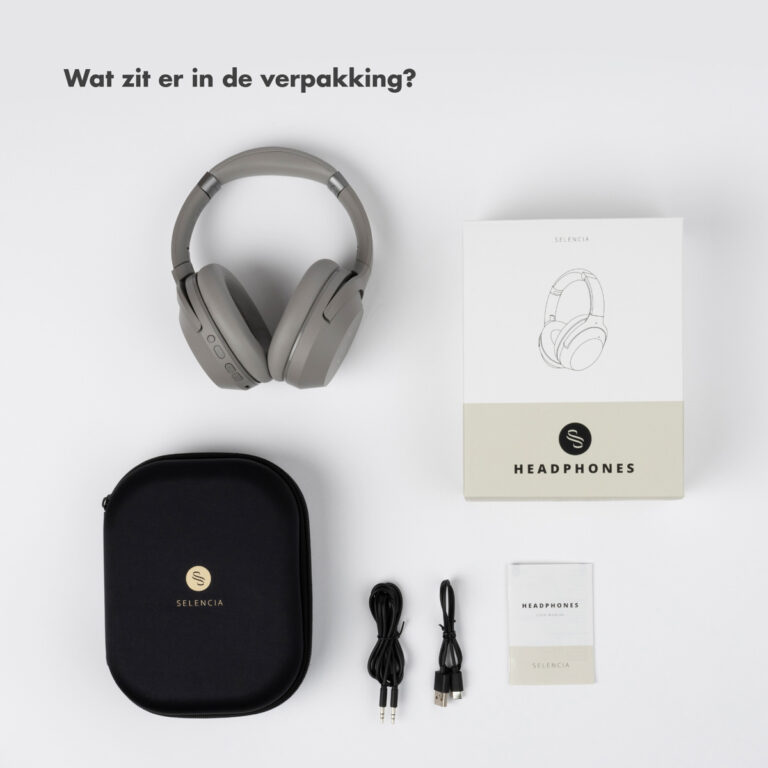 Selencia Urban Play Draadloze Koptelefoon - Active Noise Cancelling (ANC) - Met Opbergcase - Cosy Grey - Afbeelding 5
