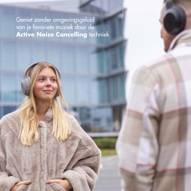 Selencia Urban Play Draadloze Koptelefoon - Active Noise Cancelling (ANC) - Met Opbergcase - Cosy Grey - Afbeelding 4